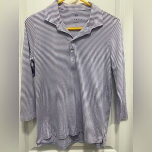 Renwick Women’s 3/4 Sleeved Pink And Periwinkle Stripped Golf Shirt Size m